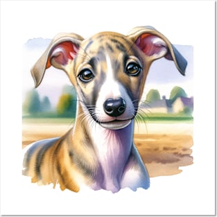 Watercolor Whippet Puppies Painting - Cute Puppy Posters and Art
